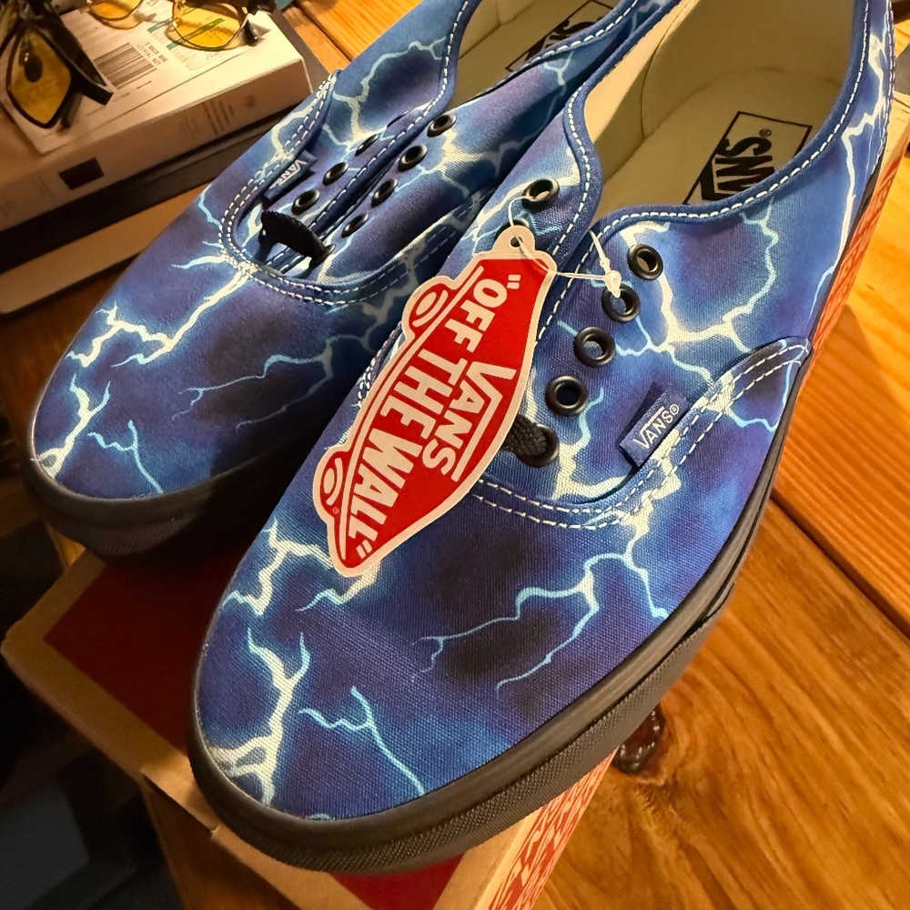 MUST GO! - BRAND NEW! - MENS 10.5 - VANS AUTHENTIC LIGHTNING BLACK/BLUE TAMPA